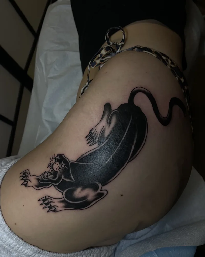 B&G traditional style panther tattoo